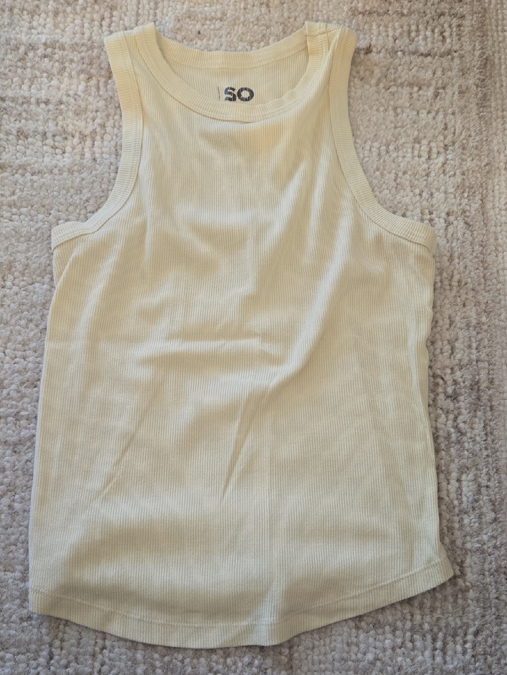 SO Ribbed Tank in Light Yellow